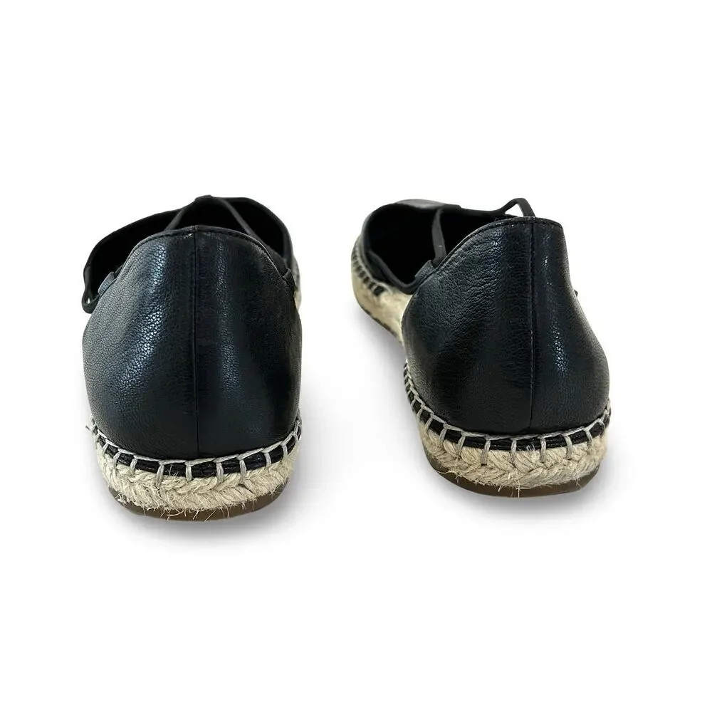 Eileen Fisher Lee Espadrille Flats Sandals Womens Size 9 Black Leather